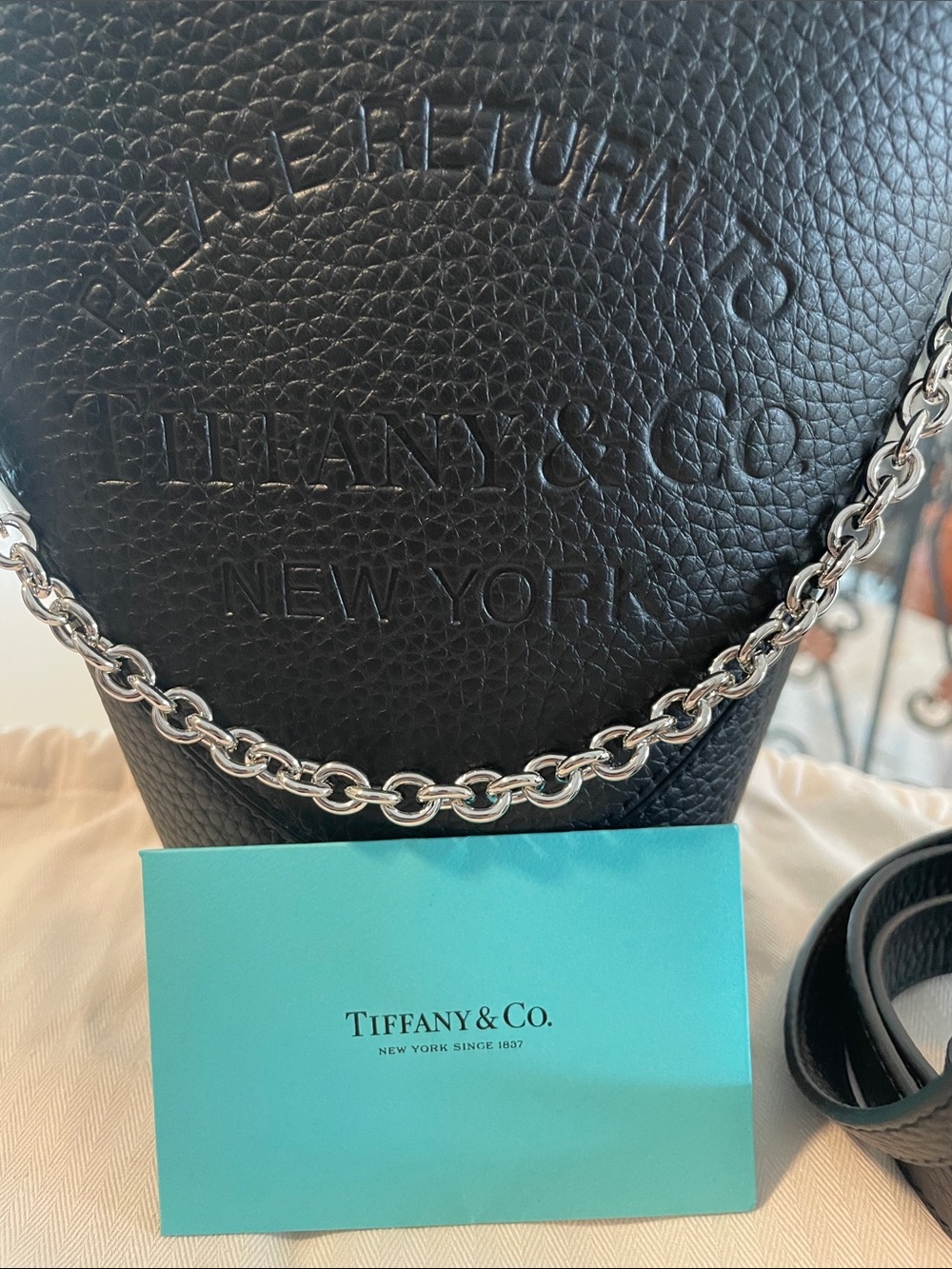 Tiffany & Co. Black Heart Crossbody Bag with Chain - Picture 3 of 10